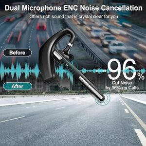enc noise cancelling wireless headphones with dual microphones hands free earbuds for computer, mobile
